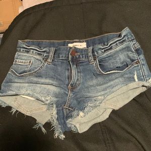 O’Neill cheeky distressed jean shorts